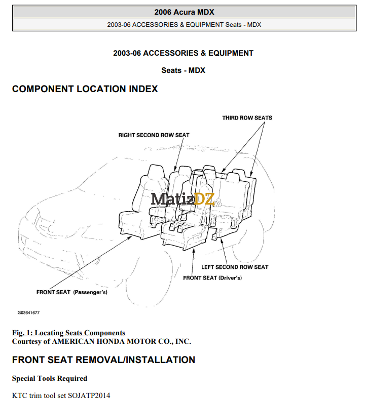 2006 Acura MDX Seat