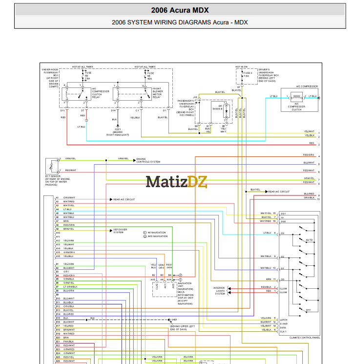 2006 Acura MDX Electrical Diagram